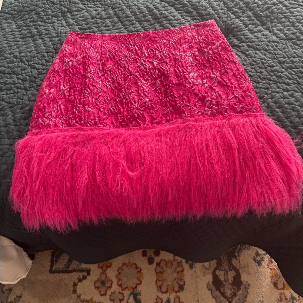 Lilly Pulitzer Vibrant Pink Mini Skirt with Feather Detail